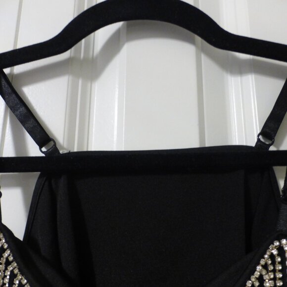 Black rhinestones strands Y2K style crop top with adjustable spaghetti s… - Picture 6 of 7
